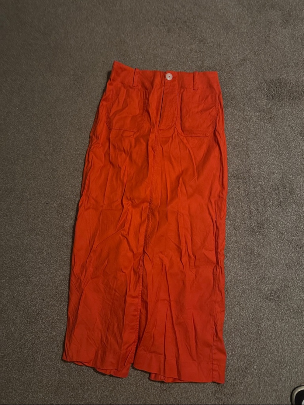 Anthropologie Maeve Orange Button-Front Maxi Skirt